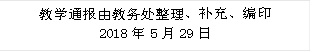 教学通报由教务处整理、补充、编印 2018年5月29日 